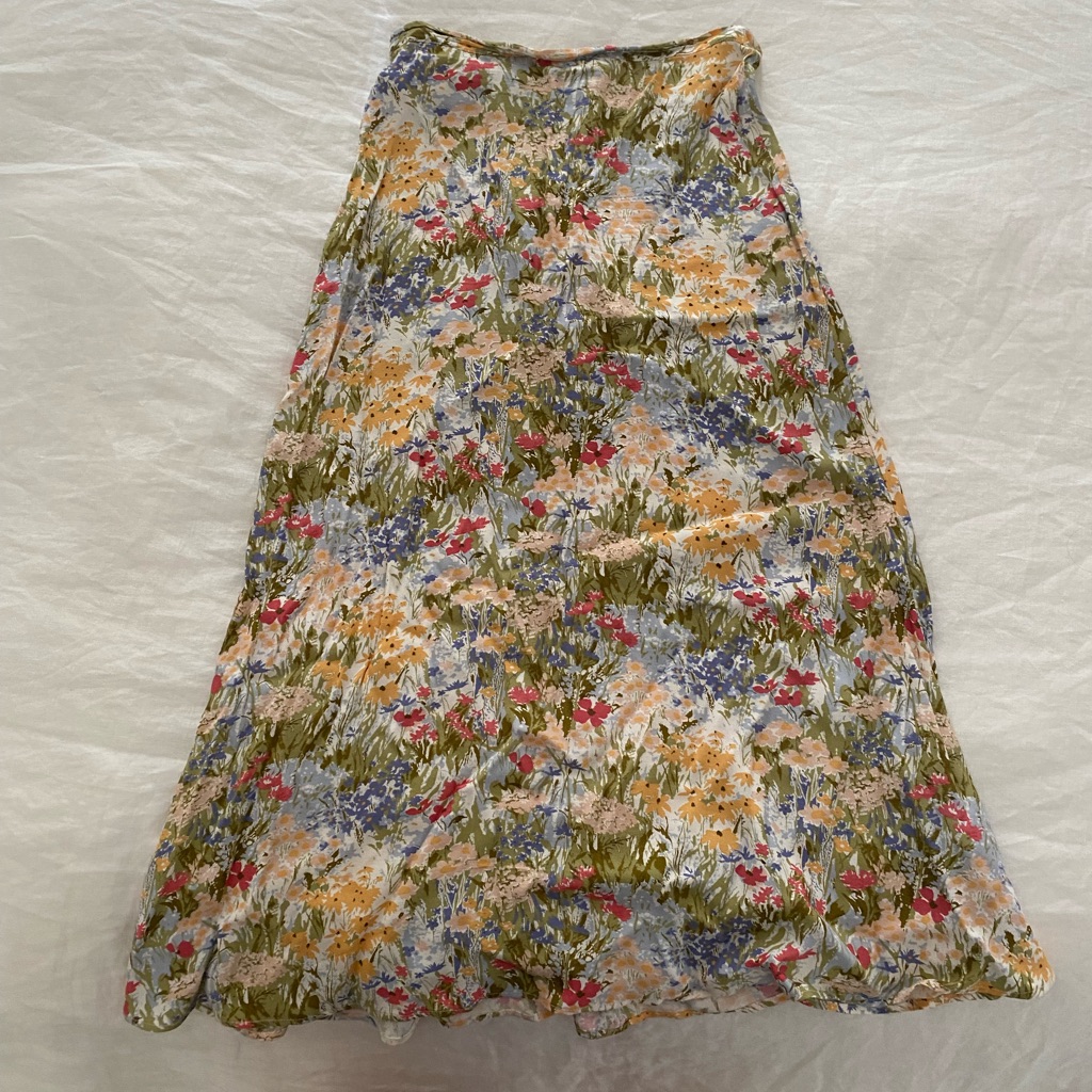 Reformation Floral Maxi Skirt In Pink, Olive & Lavender